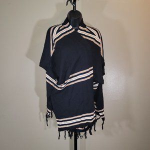 A522806* Denim & Co. Canyon Retreat Jacquard Open-Front Ruana w/Tassles